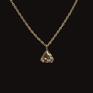 1 CARAT SHIELD SHAPE NATURAL DIAMOND NECKLACE FANCY CHAMPAGNE TRIANGLE PENDANT