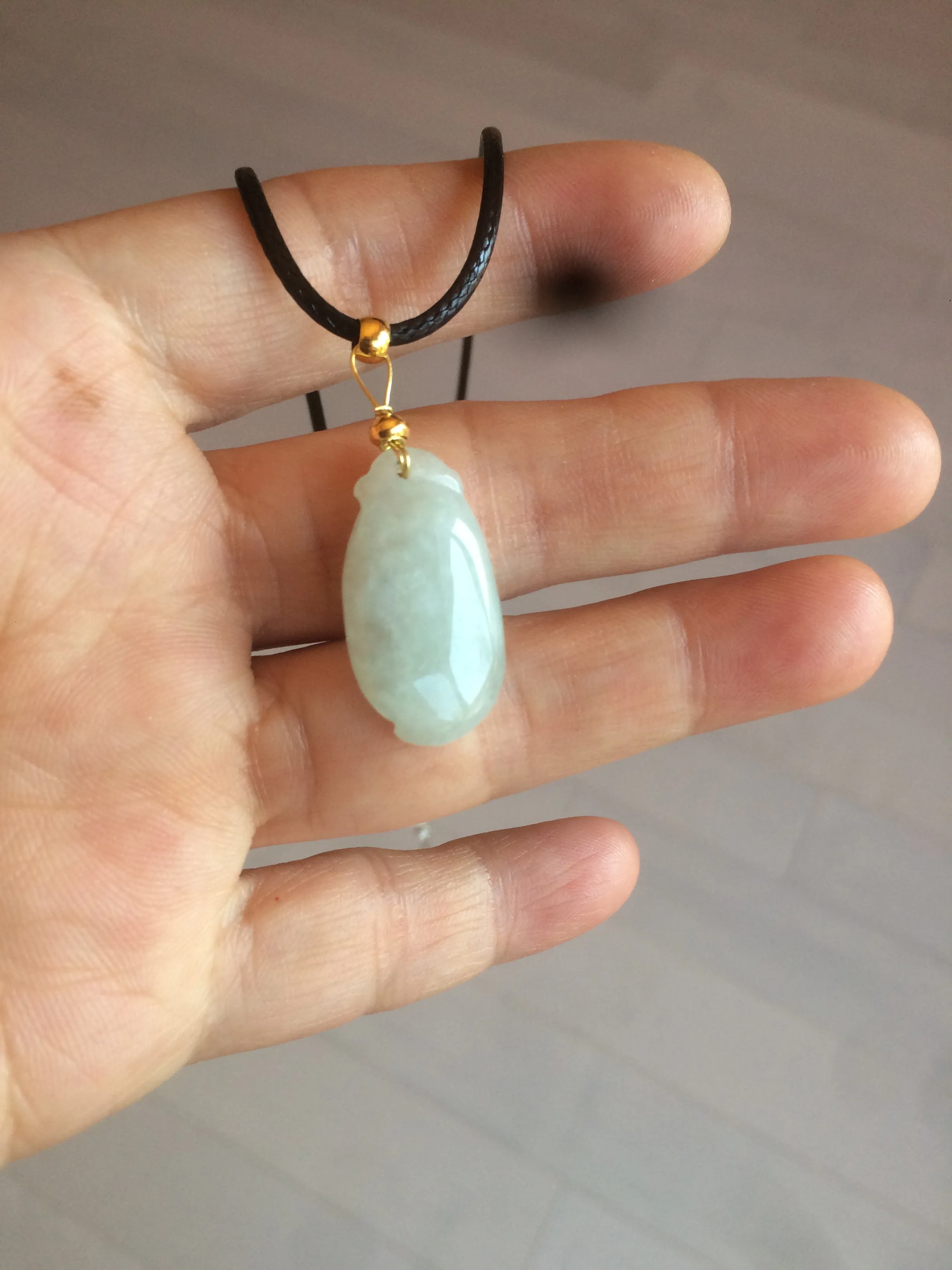 100% natural type A icy white blessed melon Jadeite Jade pendant AF24