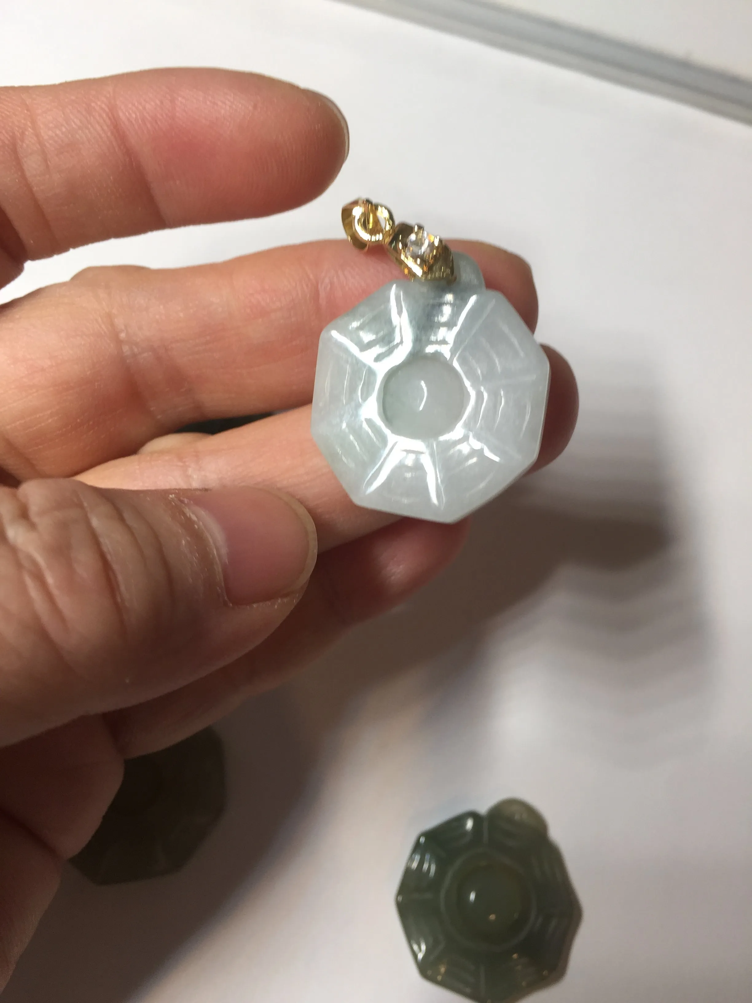 100% natural type A light green dark green jadeite jade 3D the eight trigrams(Bagua,八卦) pendant group AX151