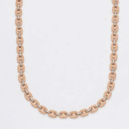 10KR W 7.65CTW DIAMOND GUCCI LINK NECKLACE