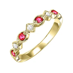 10Kt Yellow Gold Diamond 1/20Ctw & Ruby 1/6Ctw Ring