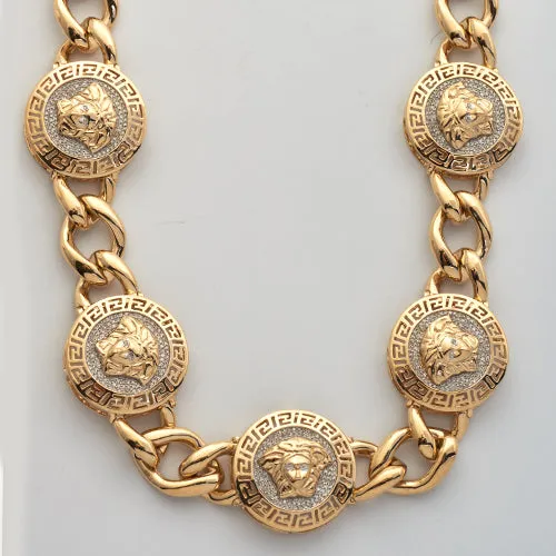 10KY 3.00CTW DIAMOND CUBAN AND MEDALLION NECKLACE