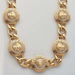 10KY 3.00CTW DIAMOND CUBAN AND MEDALLION NECKLACE