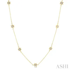 1/10 Ctw Star of David Round Cut Diamond Station Necklace in 10K Yellow Gold