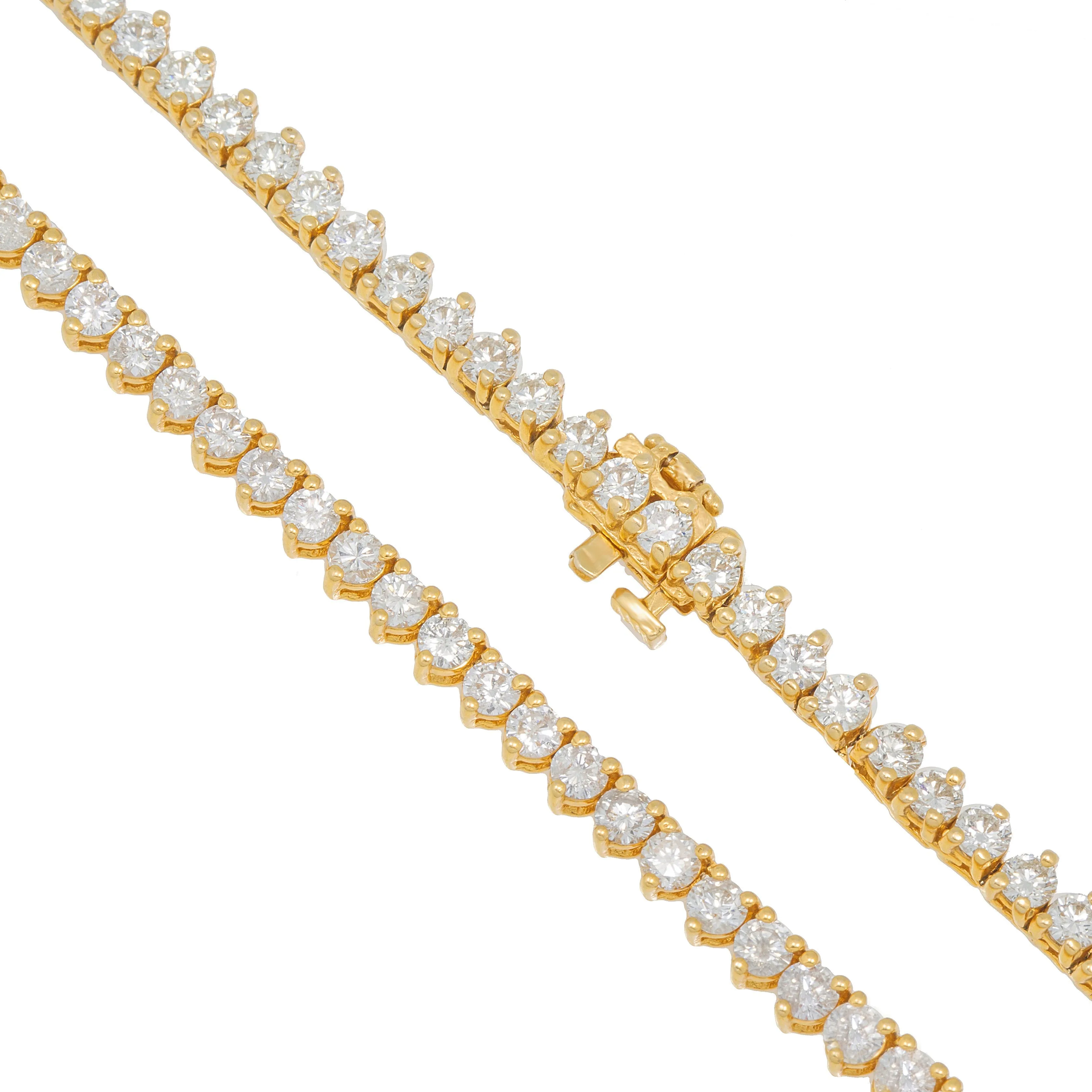 14k 3 Prong Tennis Necklace 14.42ctw