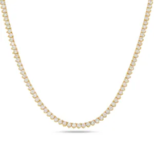 14k 3 Prong Tennis Necklace 14.42ctw