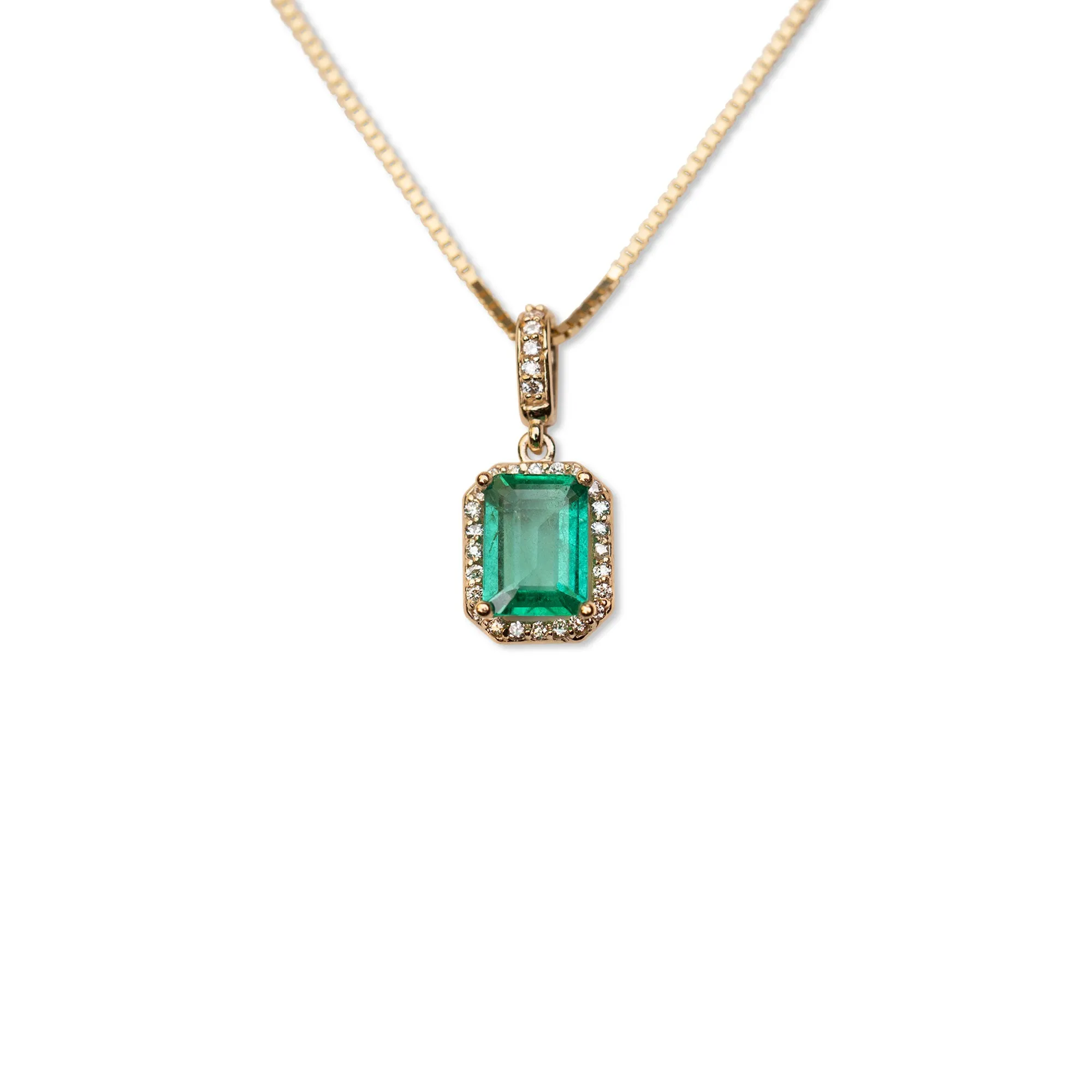 14k Emerald Diamond Necklace