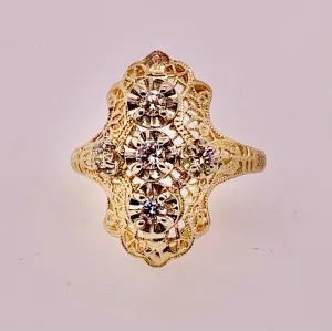 14K Filigree Antique Reproduction Ring