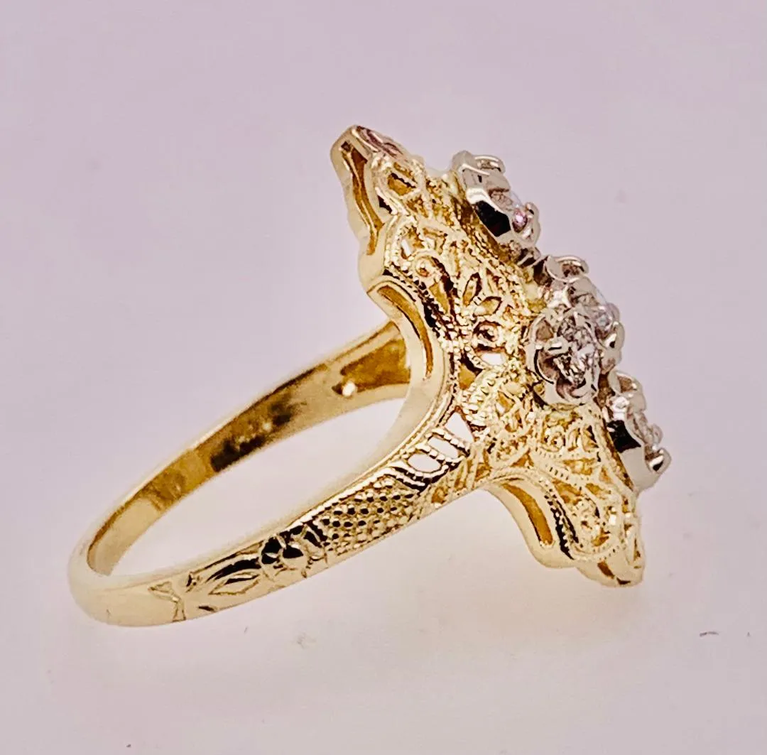 14K Filigree Antique Reproduction Ring