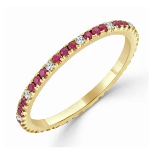 14k Gold Diamond & Ruby Eternity Ring