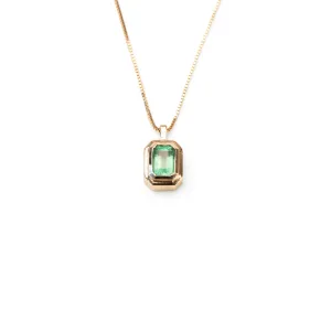 14k Mini Emerald Tiered Bezel Necklace