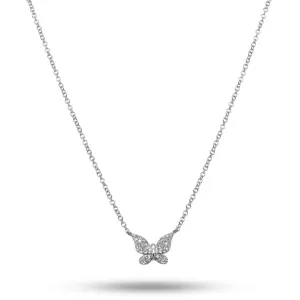 14k White Gold Diamond Butterfly Necklace