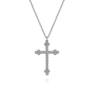 14K White Gold Diamond Cross Necklace