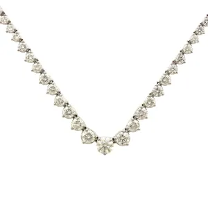 14K White Gold Diamond Graduated Line Necklace