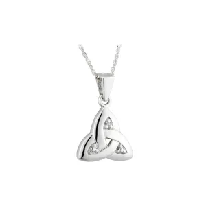 14k White Gold Diamond Trinity Knot Pendant