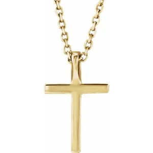 14K Yellow .06 CTW Lab-Grown Diamond Petite Cross 16" Necklace