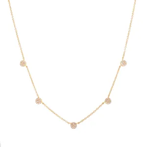 14K Yellow Gold Diamond Mini Disc By The Yard Necklace