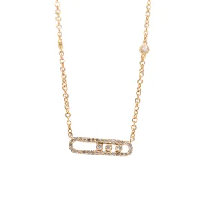 14K Yellow Gold Floating Diamond Necklace