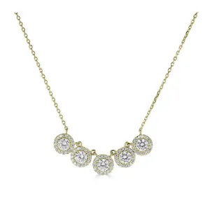 14K Yellow Gold Round Diamond Halo Necklace