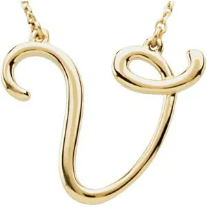 14K Yellow Script Initial A 16" Necklace