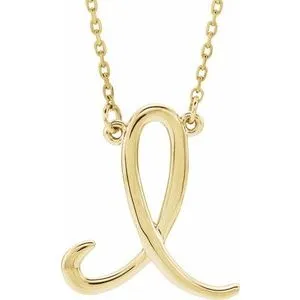 14K Yellow Script Initial A 16" Necklace