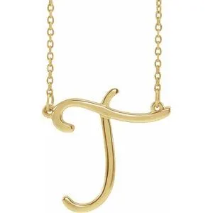 14K Yellow Script Initial A 16" Necklace