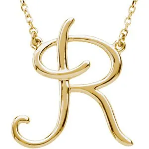 14K Yellow Script Initial A 16" Necklace