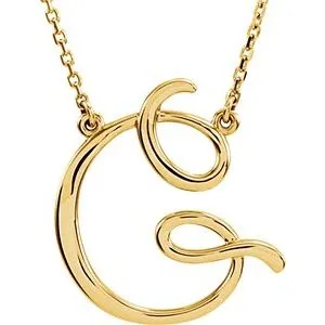 14K Yellow Script Initial A 16" Necklace