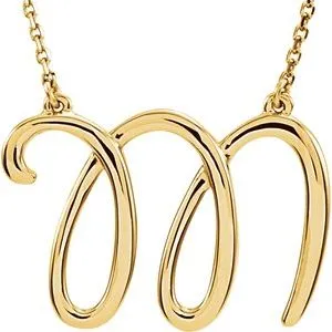 14K Yellow Script Initial A 16" Necklace