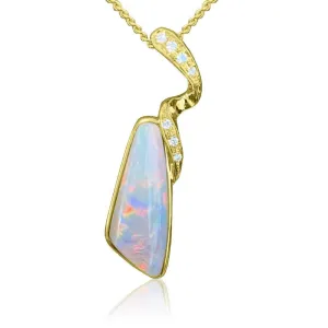 14kt Yellow Gold Opal and Diamond pendant