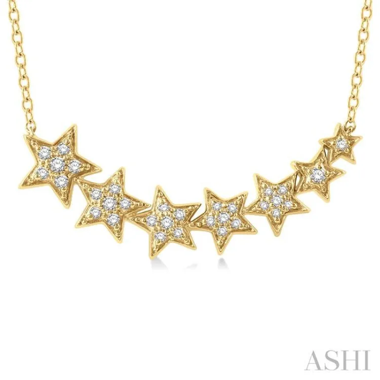 1/5 Ctw Star Trail Round cut Diamond Necklace in 10K Yellow Gold