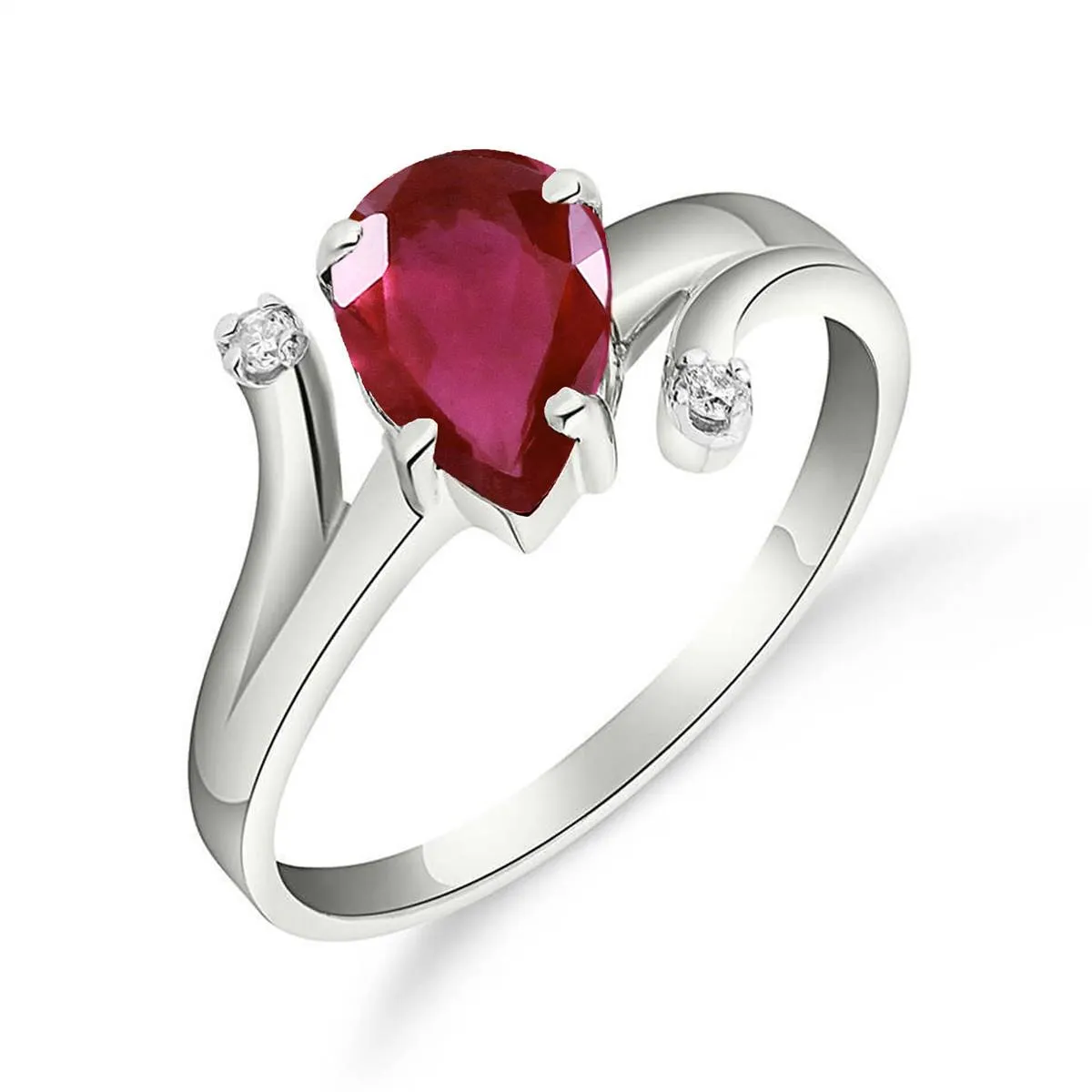 1.51 Carat 14K Solid White Gold Healing Power Ruby Diamond Ring