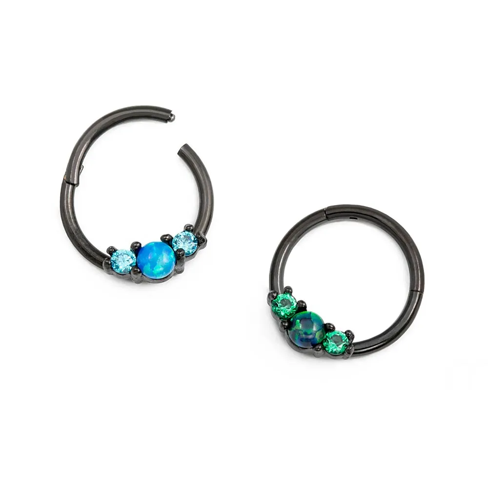 16g 3/8” PVD Black Opalescent Clicker Ring — Price Per 1