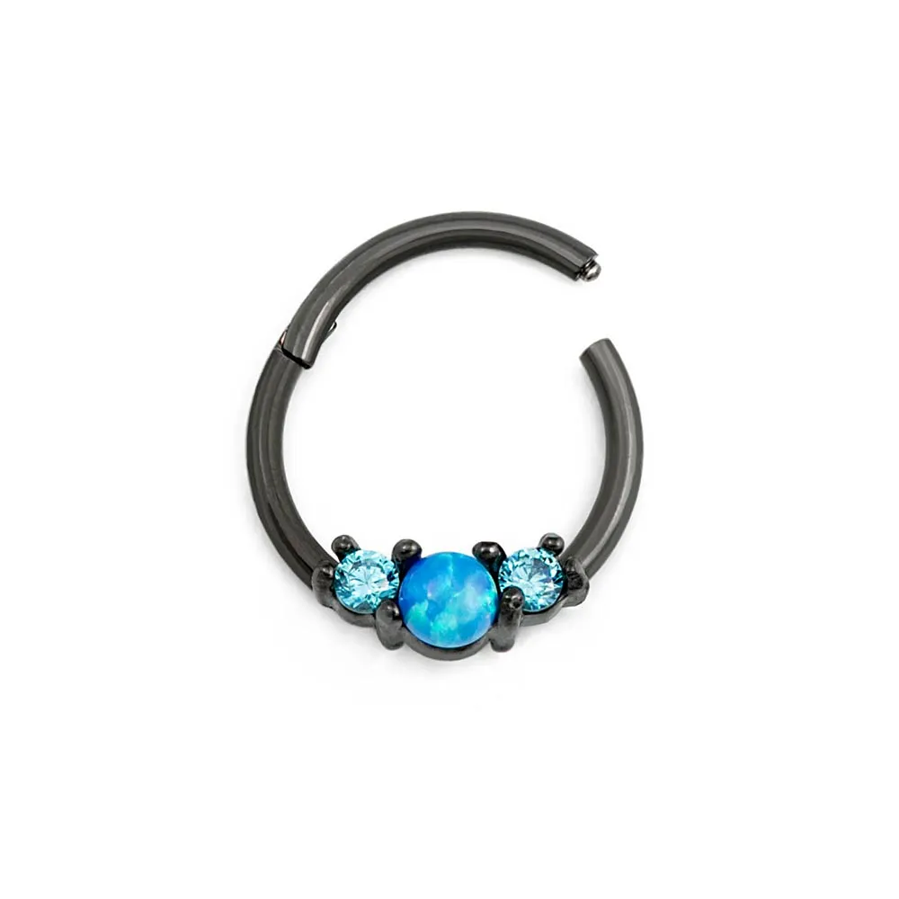 16g 3/8” PVD Black Opalescent Clicker Ring — Price Per 1