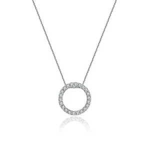 18k Gold Hollow Round Shape Diamond Necklace