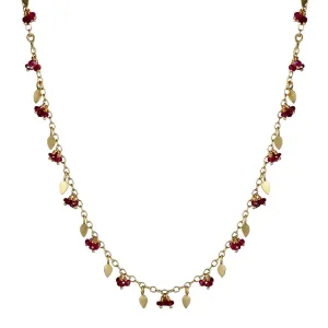 18K Gold Tiny Petal Chain with Rubies