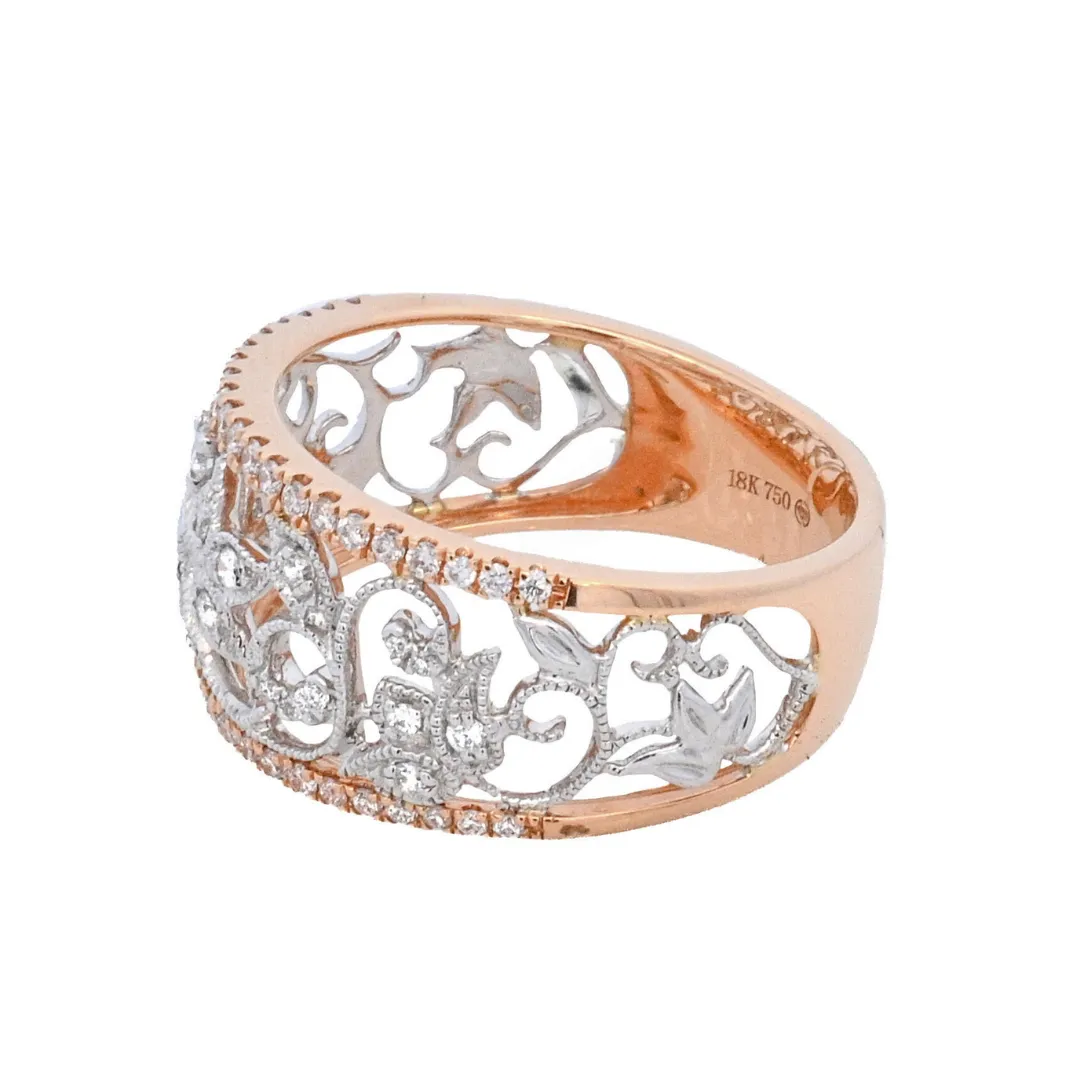 18K Two- Tone 0.36ct. Diamond Simon G. Filigree Fashion Ring