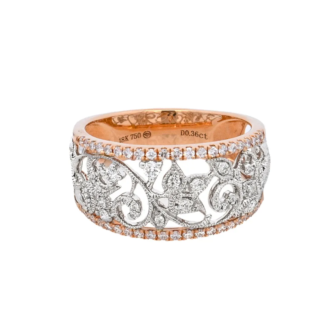 18K Two- Tone 0.36ct. Diamond Simon G. Filigree Fashion Ring