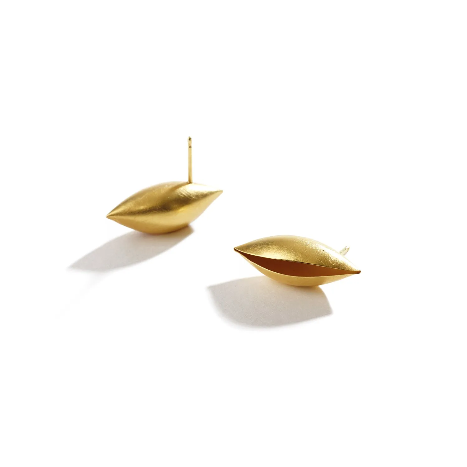 18K Yellow Gold Cocoon Stud Earrings~25mm