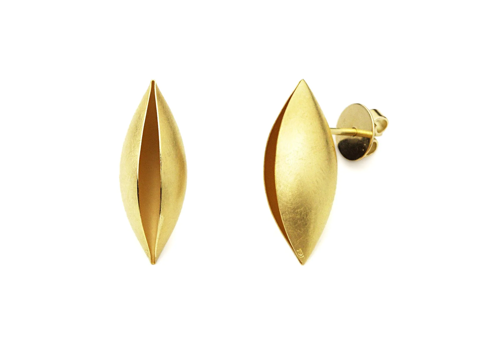 18K Yellow Gold Cocoon Stud Earrings~25mm