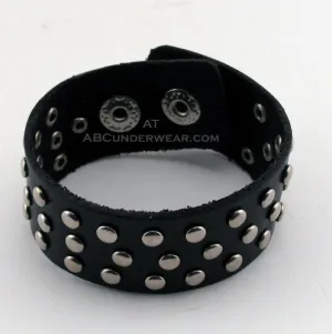 2 Snap Adjustable Black Bracelet with Studs