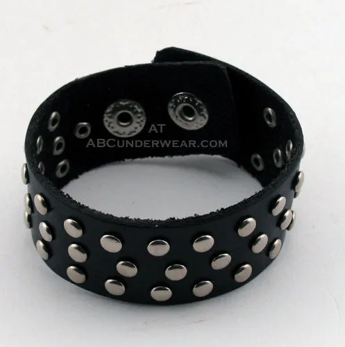 2 Snap Adjustable Black Bracelet with Studs