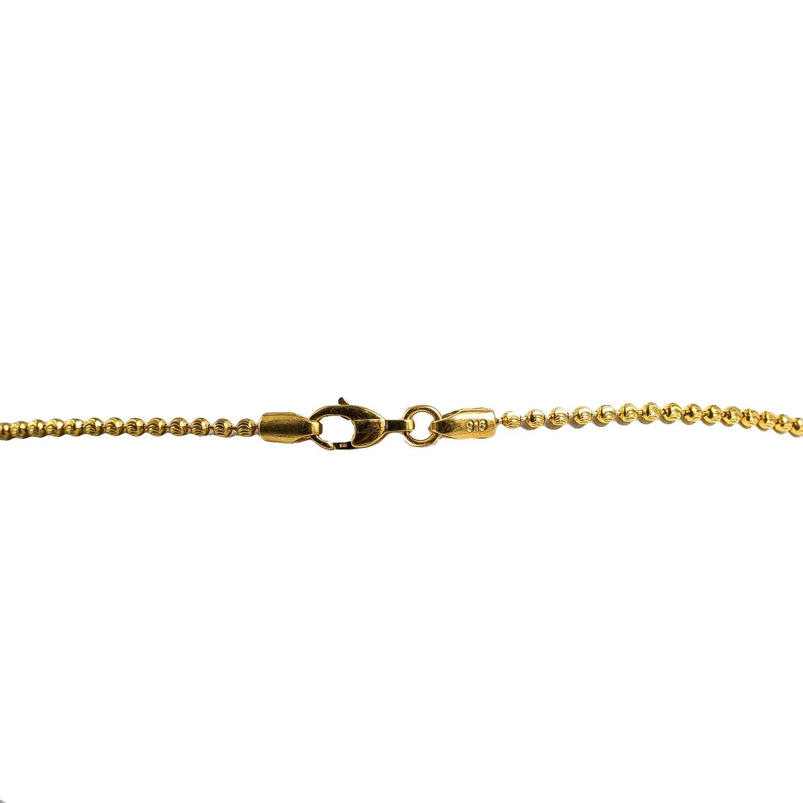 22K Multi Tone Gold Chain W/ Draped Wheat Link Chains & Large Side Ball Accents