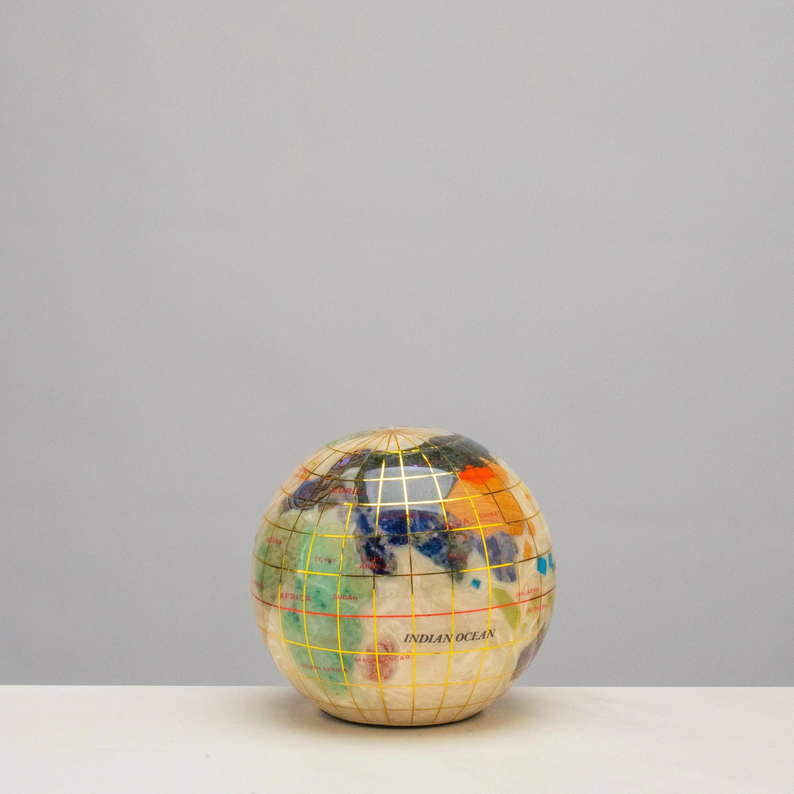 3" Gemstone Globe Paperweight with Opal Opalite Ocean