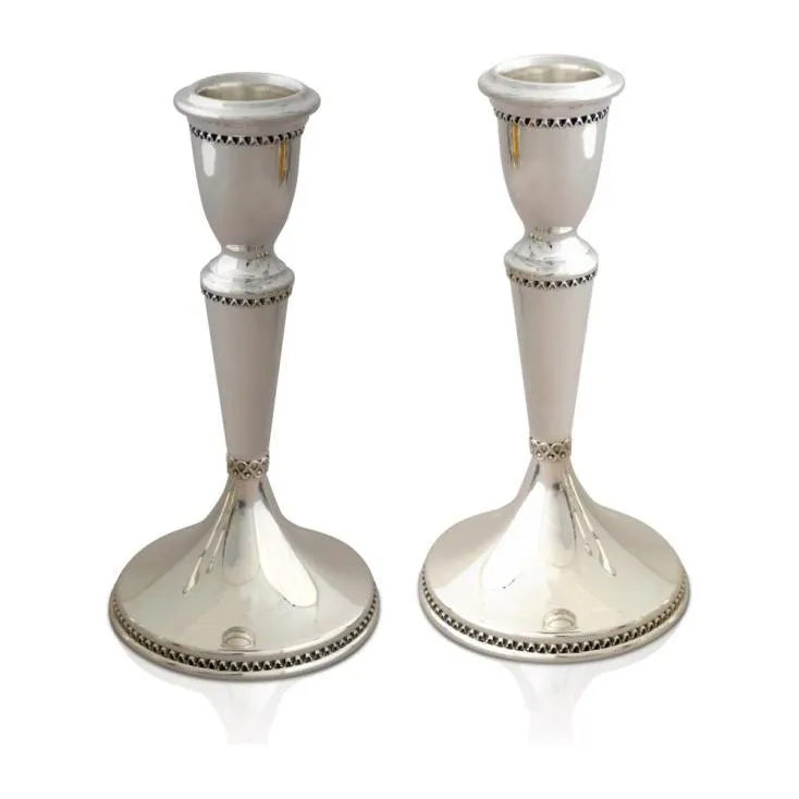 925 Sterling Silver Filigree Shabbat Candlesticks 5" Made in Israel By NADAV