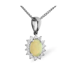 Acotis Diamonds 9K White Gold 0.21ct Diamond Opal Pendant E2737