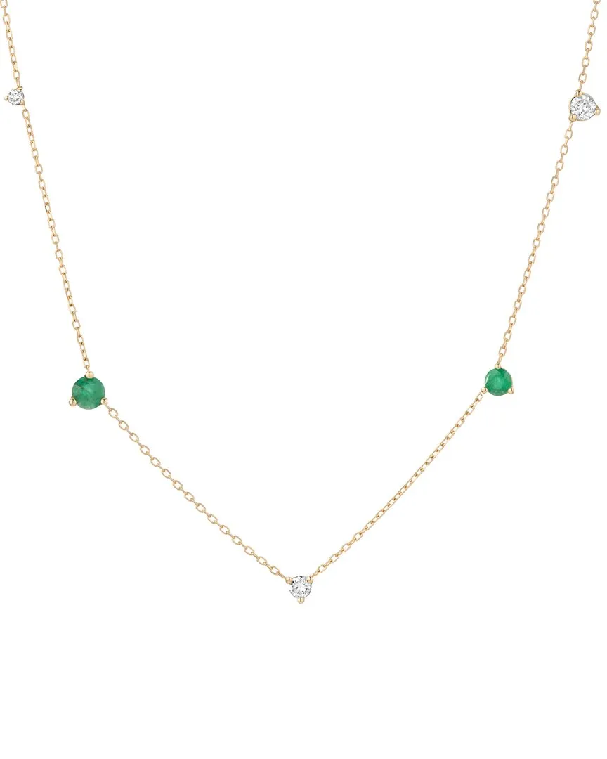 Adina Reyter 14K 0.28 Ct. Tw. Diamond & Emerald Amigos Station Necklace