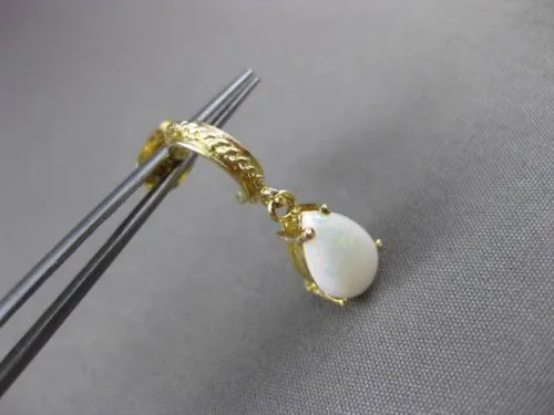 ANTIQUE 1.50CT AAA OVAL OPAL 14KT YELLOW GOLD FILIGREE HANGING EARRINGS #23456