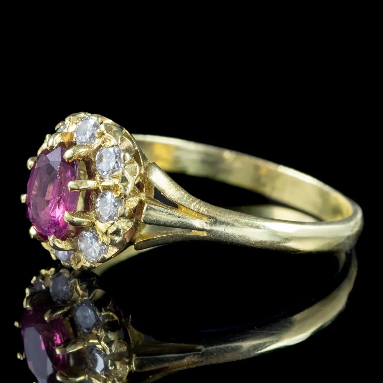 Antique Edwardian Ruby Diamond Cluster Ring 0.80ct Ruby