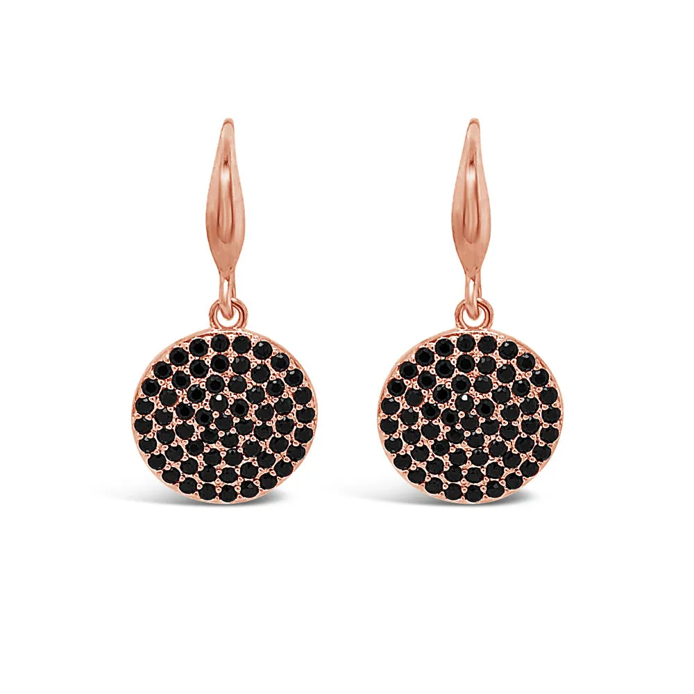 Arina Black Crystals Rose Gold Drop Earrings